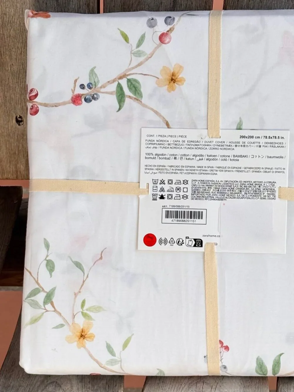 Zara Home FUNDA NORDICA Floral Berries Twin XL Cotton Duvet Cover   78
